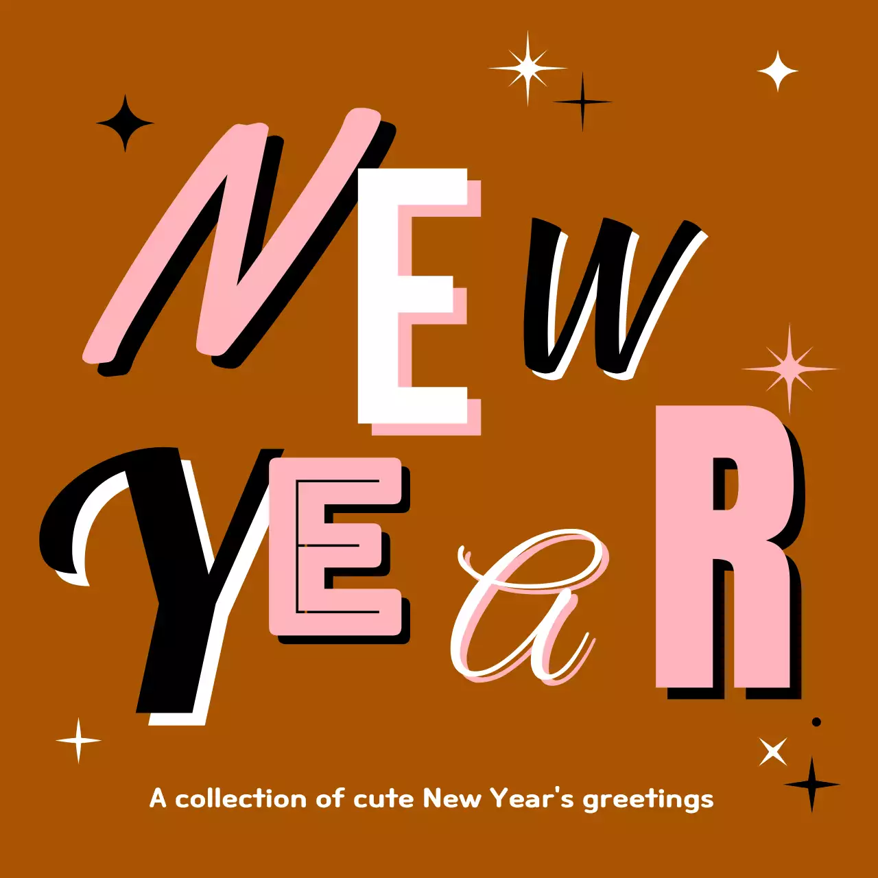 Cartão de Ano Novo Retro Marrom Instagram Carousel