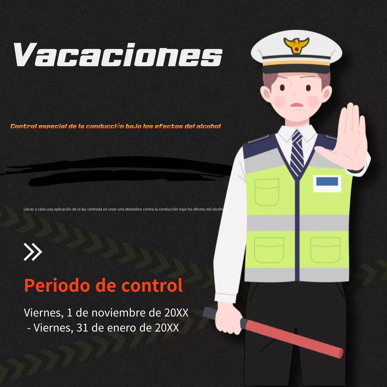 Campaña de seguridad contra el consumo de alcohol y la conducción bajo presión negra