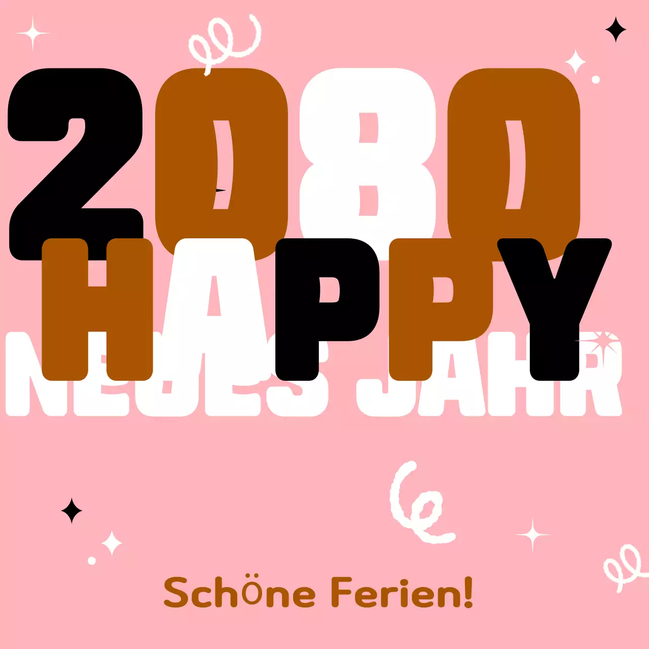 Braune Pop Neujahrskarte