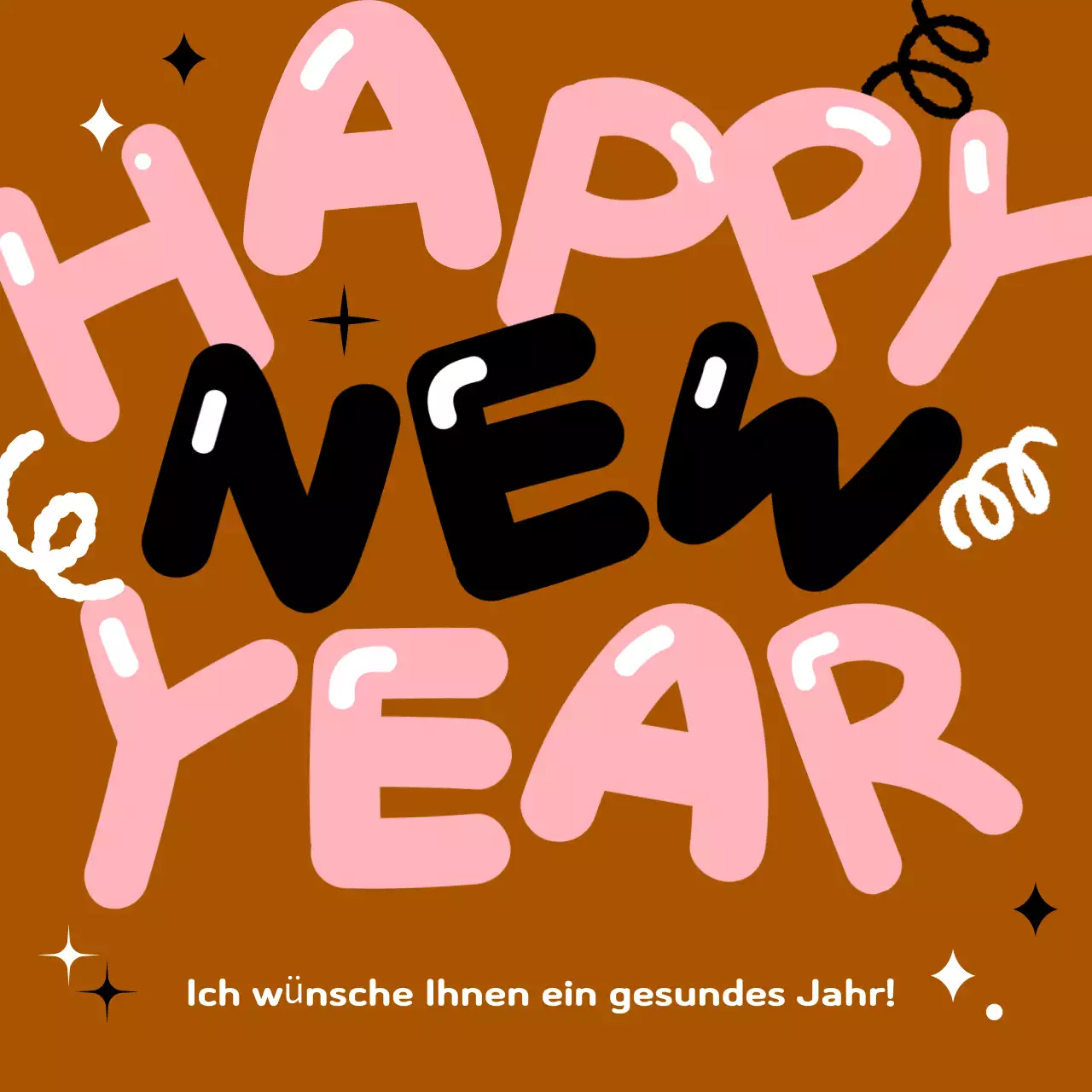 Braune Pop Neujahrskarte