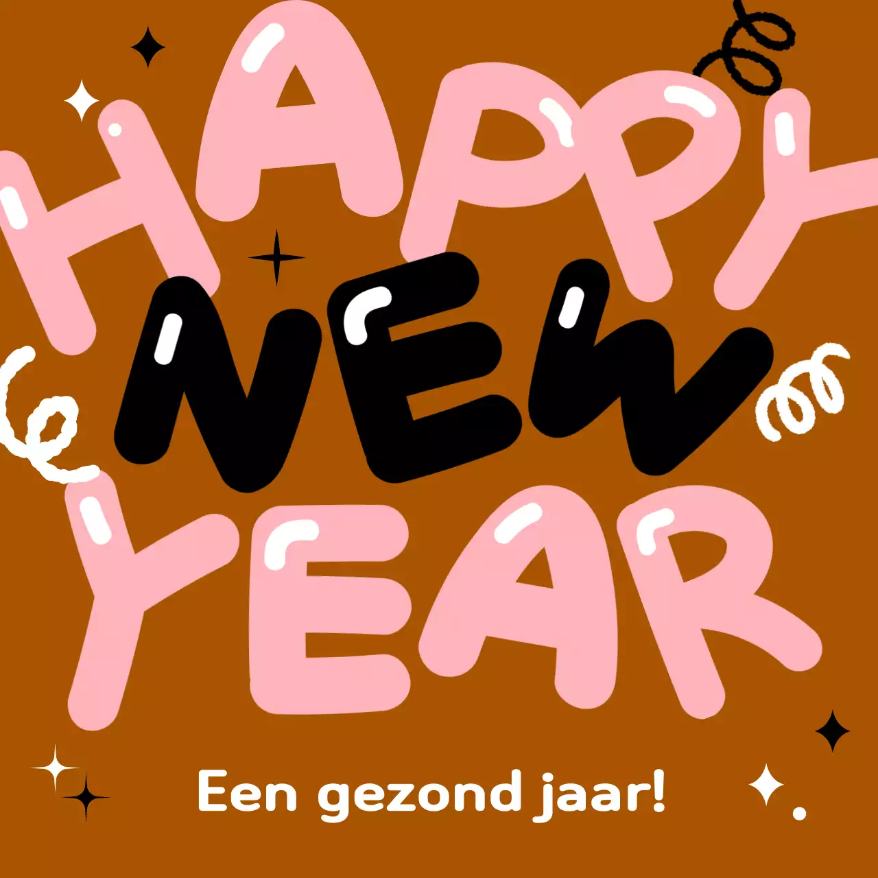 Bruine Pop Nieuwjaarskaart