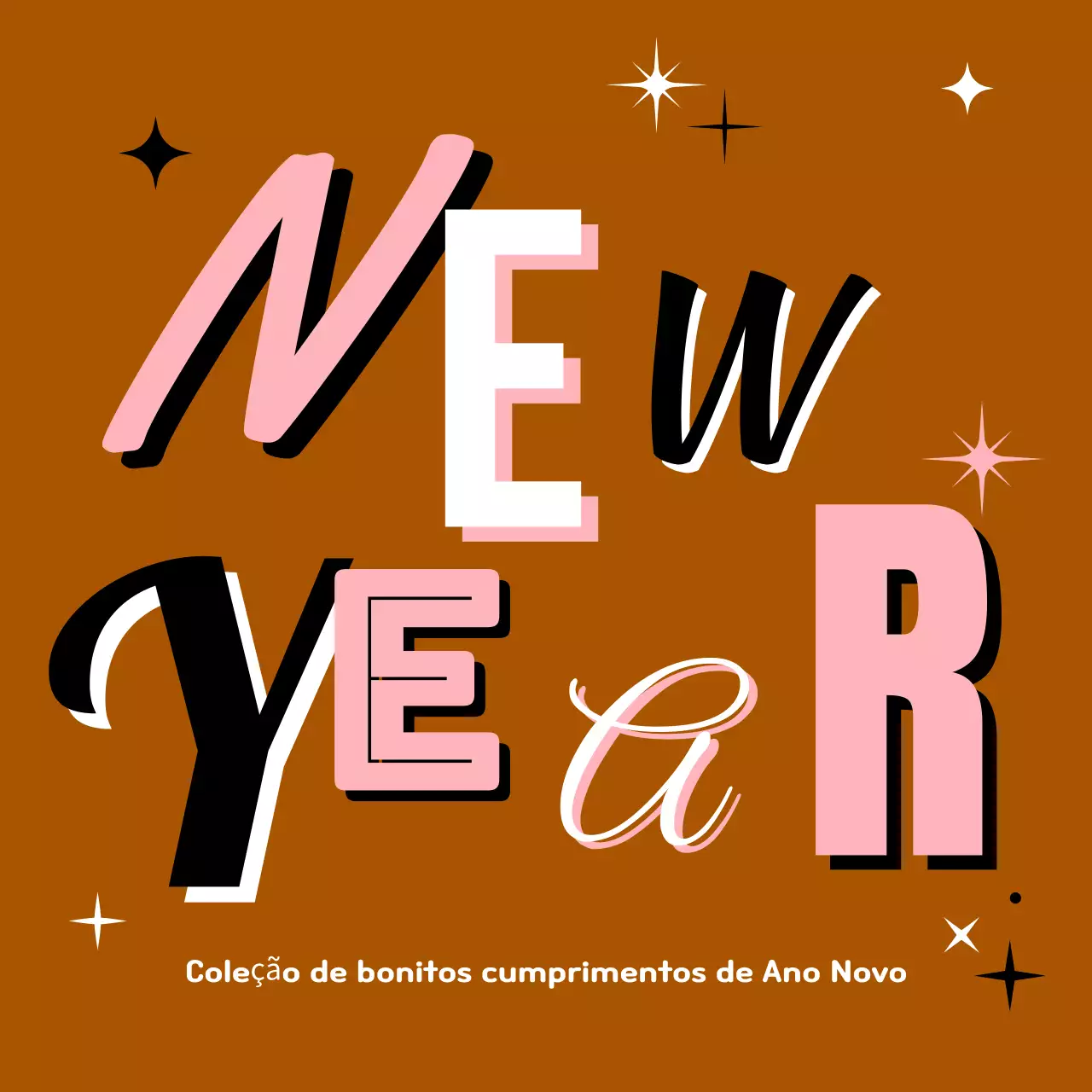 Cartão de felicitações de Ano Novo Pop Castanho