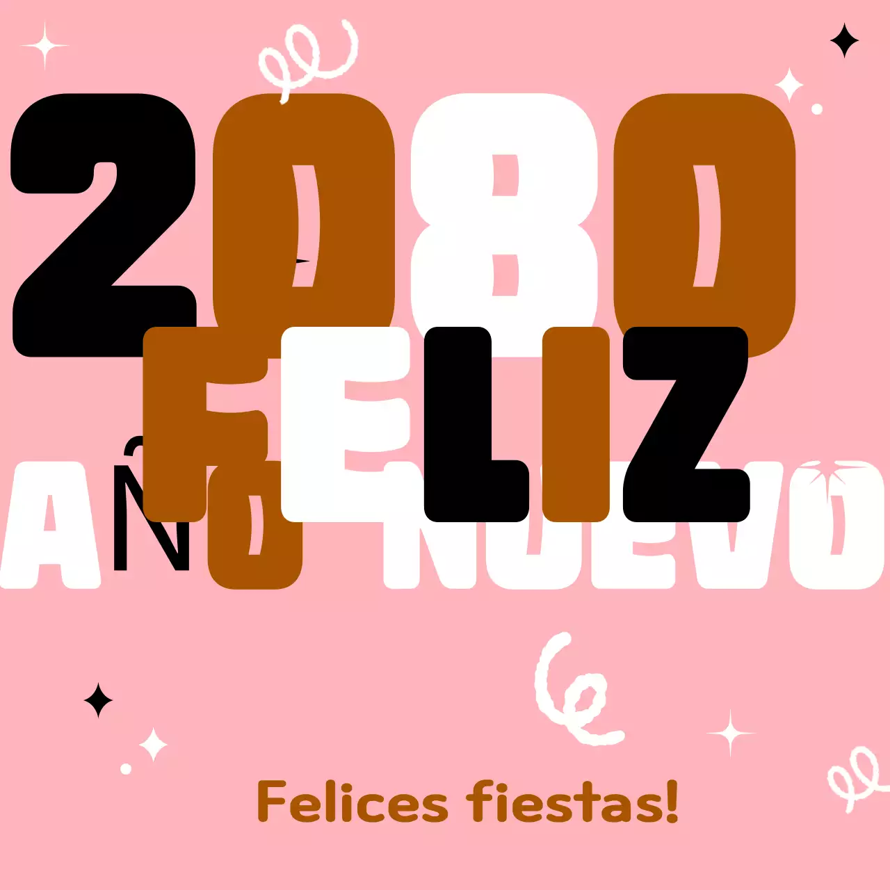 Tarjeta de felicitación de Año Nuevo Brown Pop