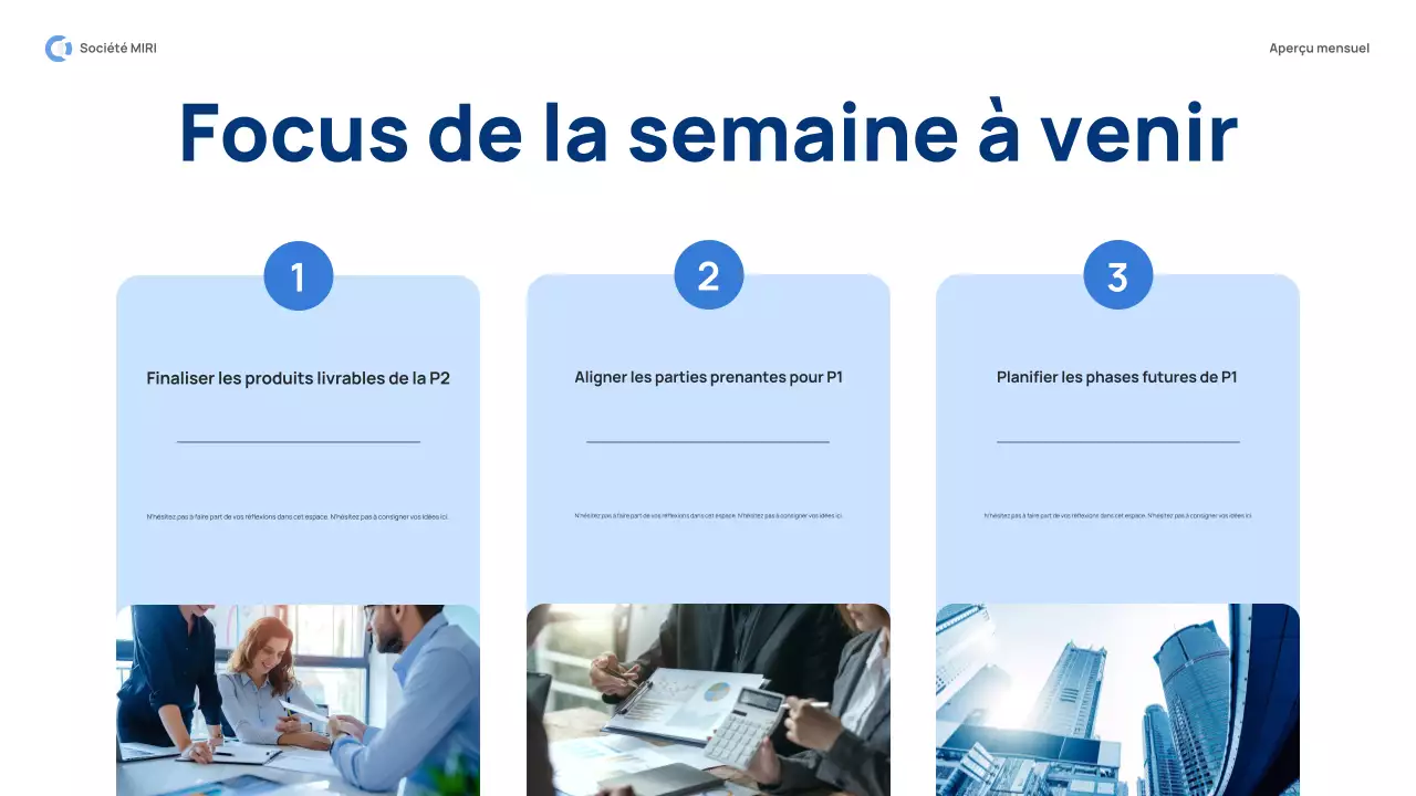 rapport d'examen mensuel blue modern pitch
