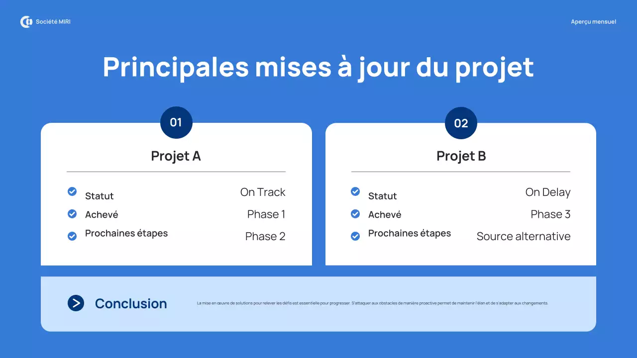rapport d'examen mensuel blue modern pitch