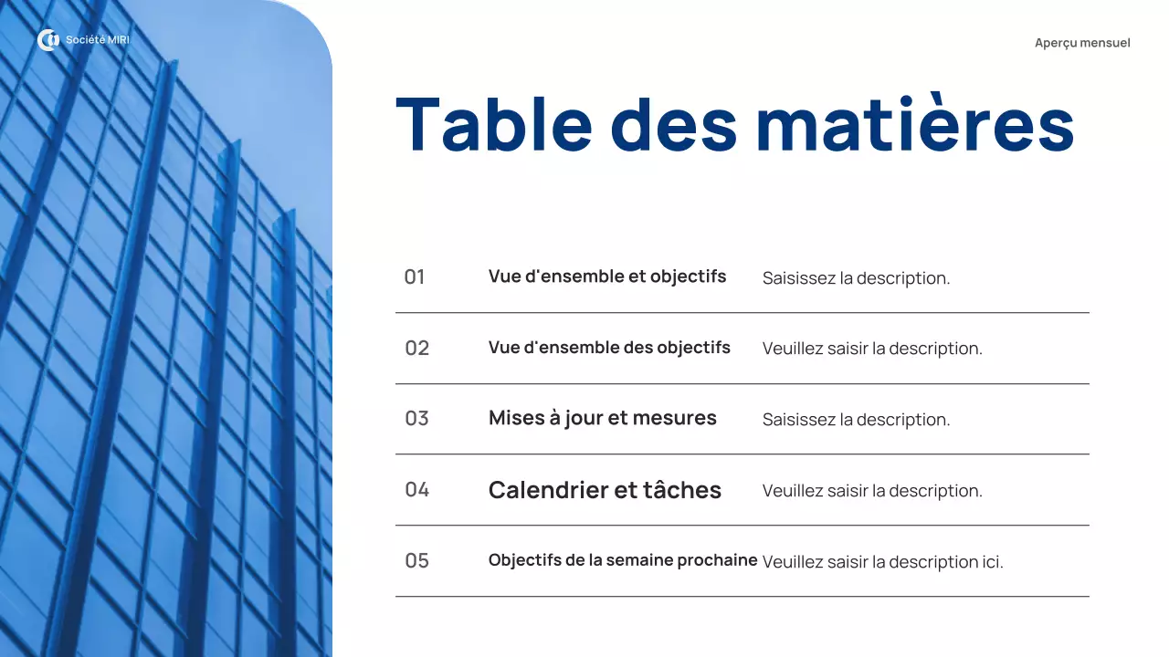 rapport d'examen mensuel blue modern pitch