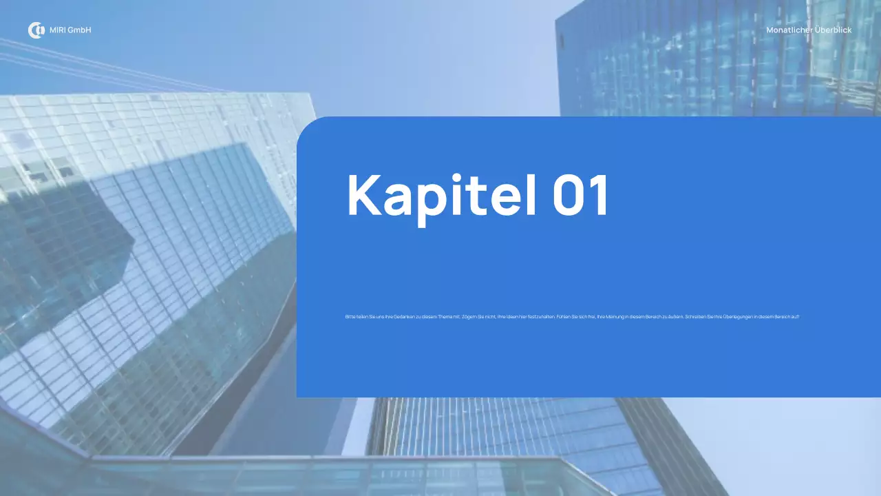 blue modern monthly review report pitch