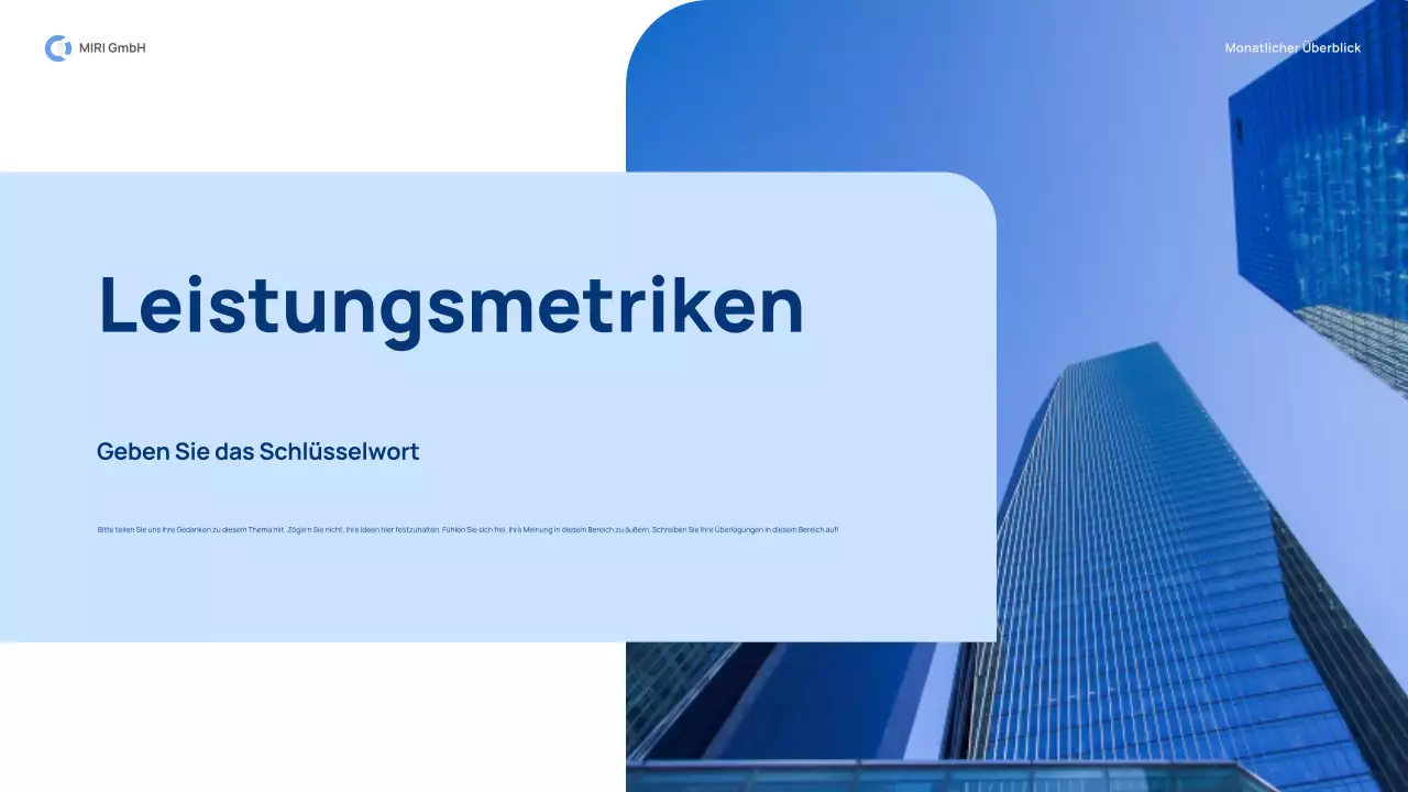 blue modern monthly review report pitch