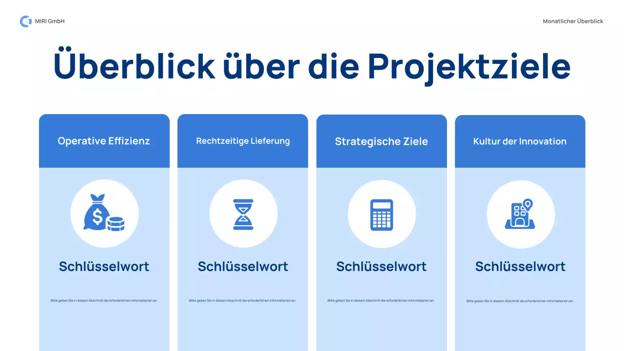 blue modern monthly review report pitch