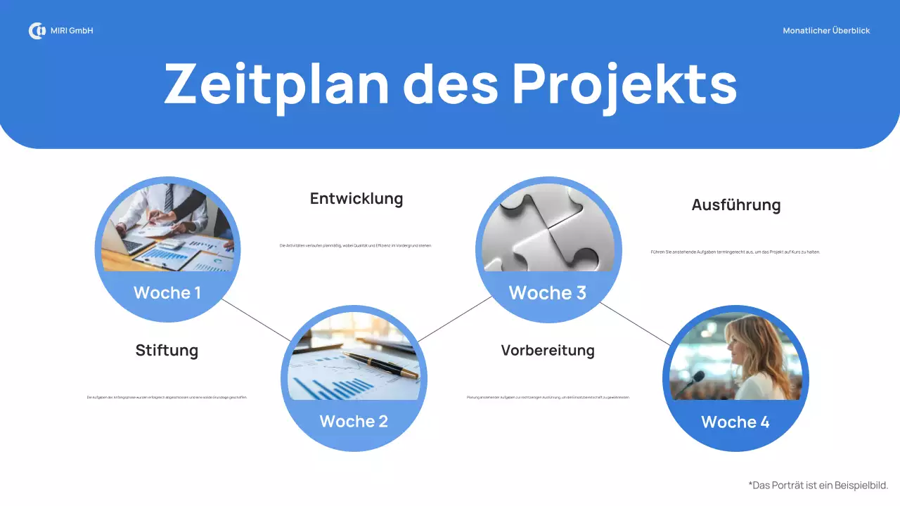 blue modern monthly review report pitch