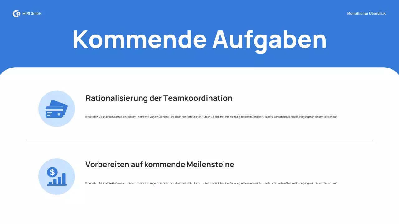 blue modern monthly review report pitch
