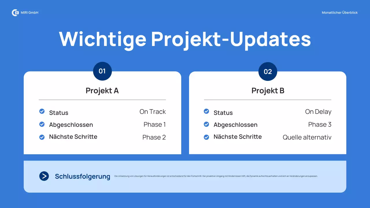 blue modern monthly review report pitch