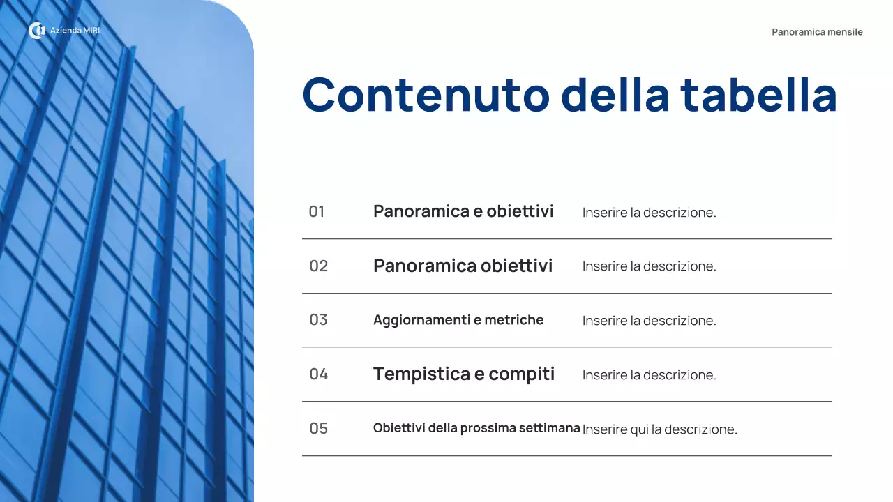 rapporto di revisione mensile blue modern pitch