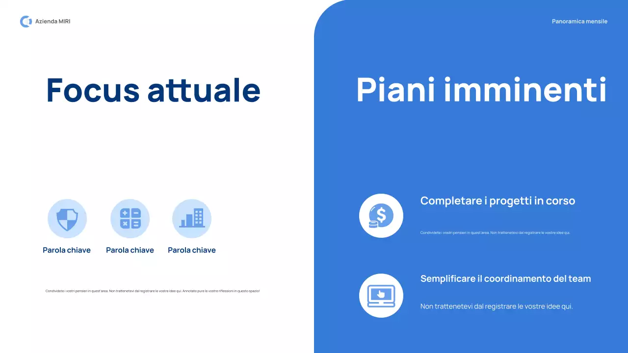 rapporto di revisione mensile blue modern pitch