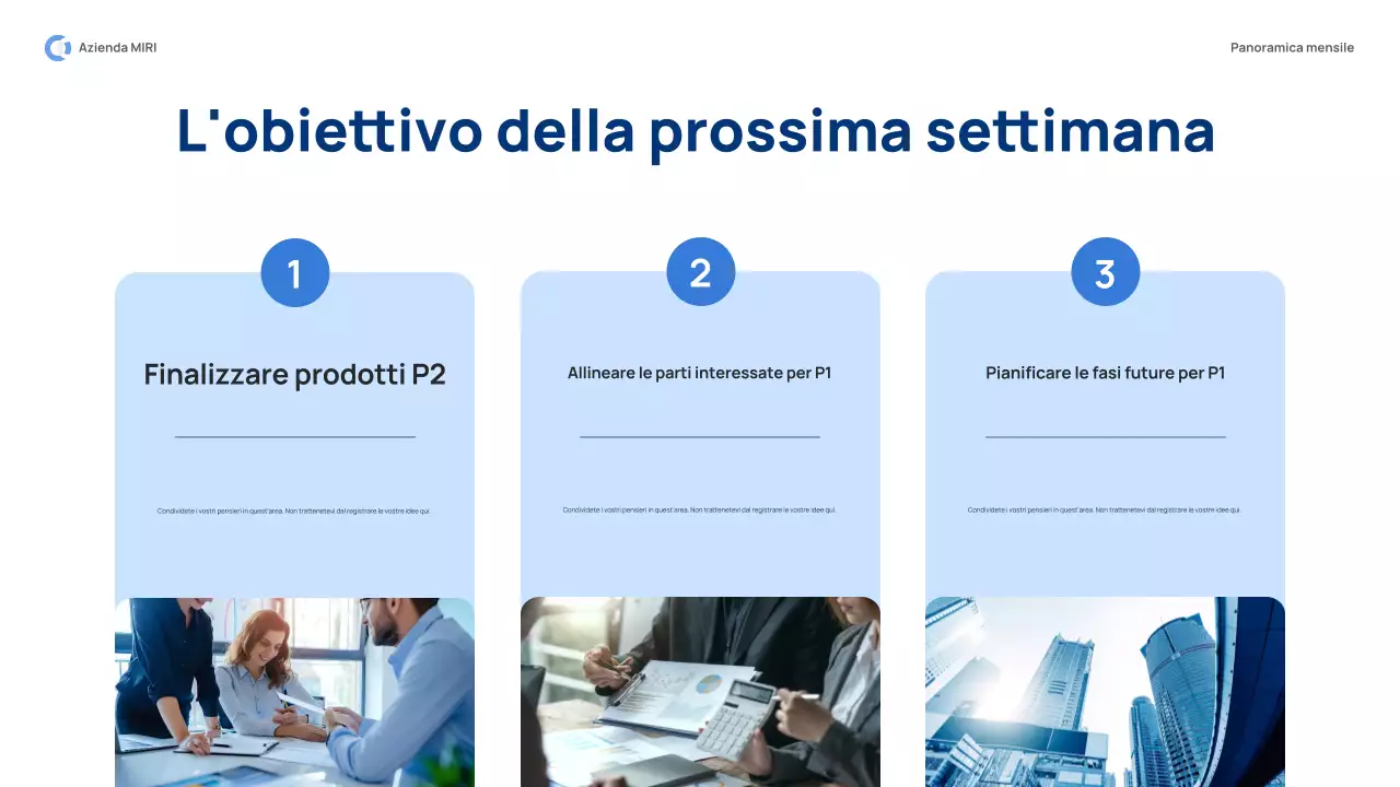 rapporto di revisione mensile blue modern pitch
