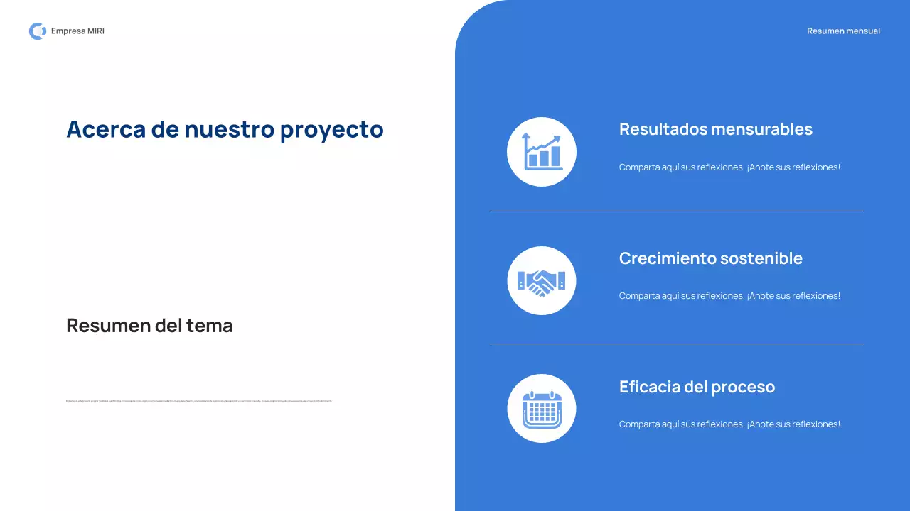 blue modern monthly review report pitch