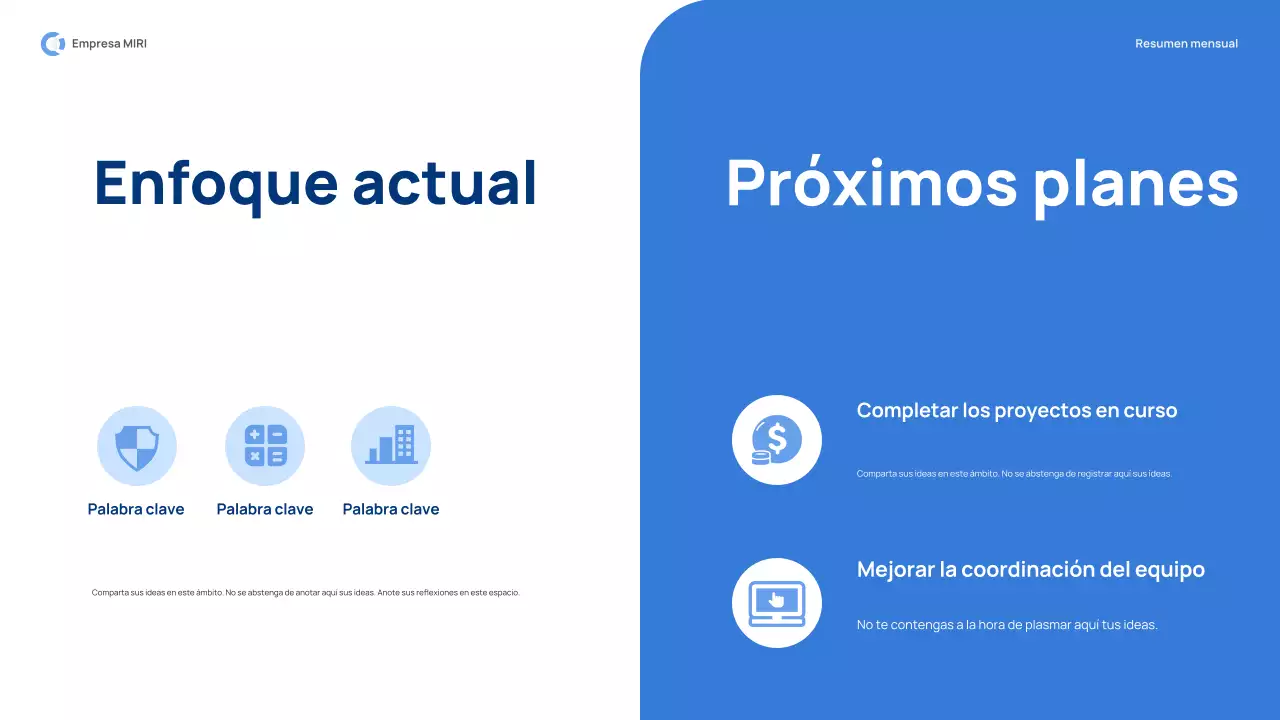 blue modern monthly review report pitch
