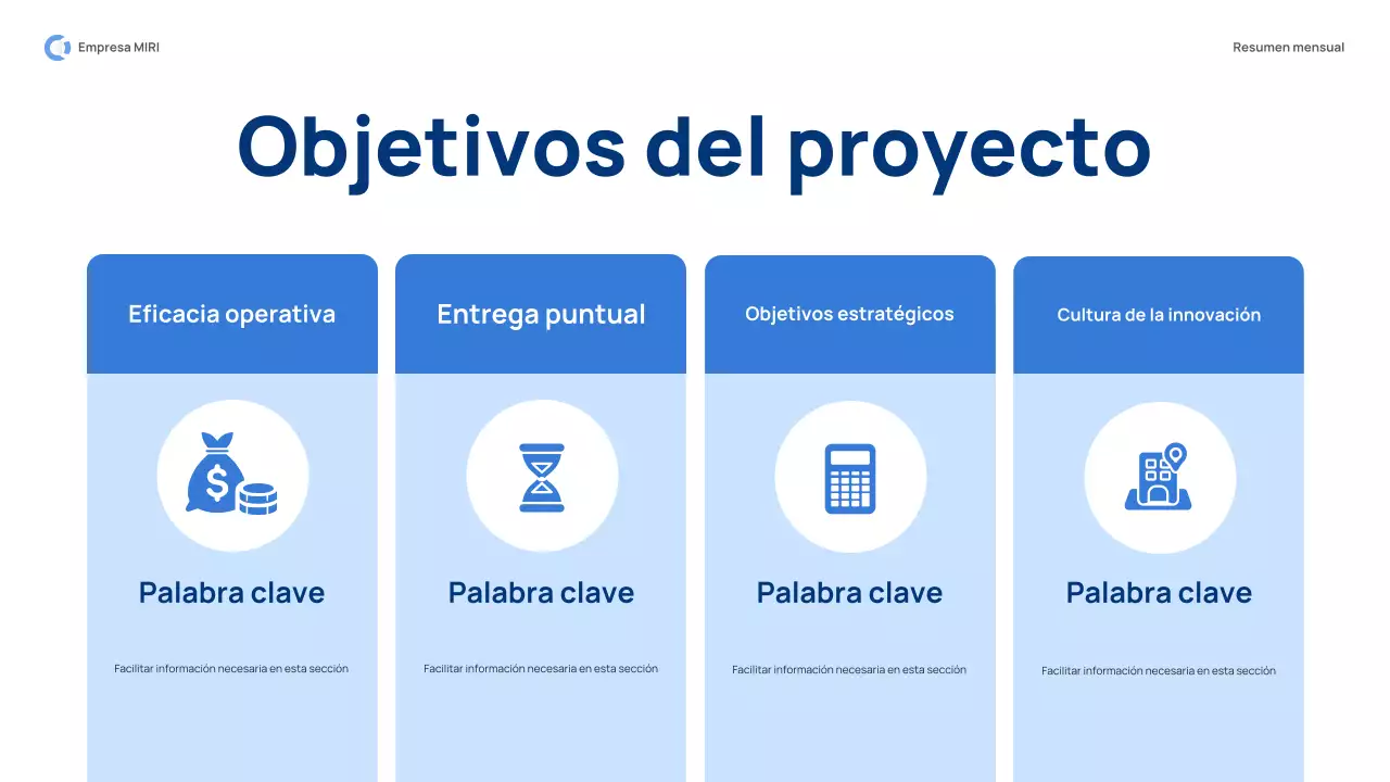 blue modern monthly review report pitch