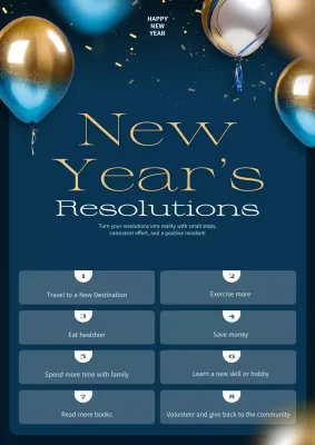 Blue Elegant Resolutions Guide Poster