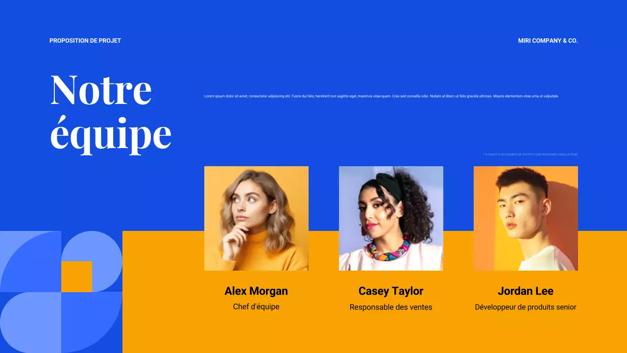 document de proposition de projet géométrique bleu