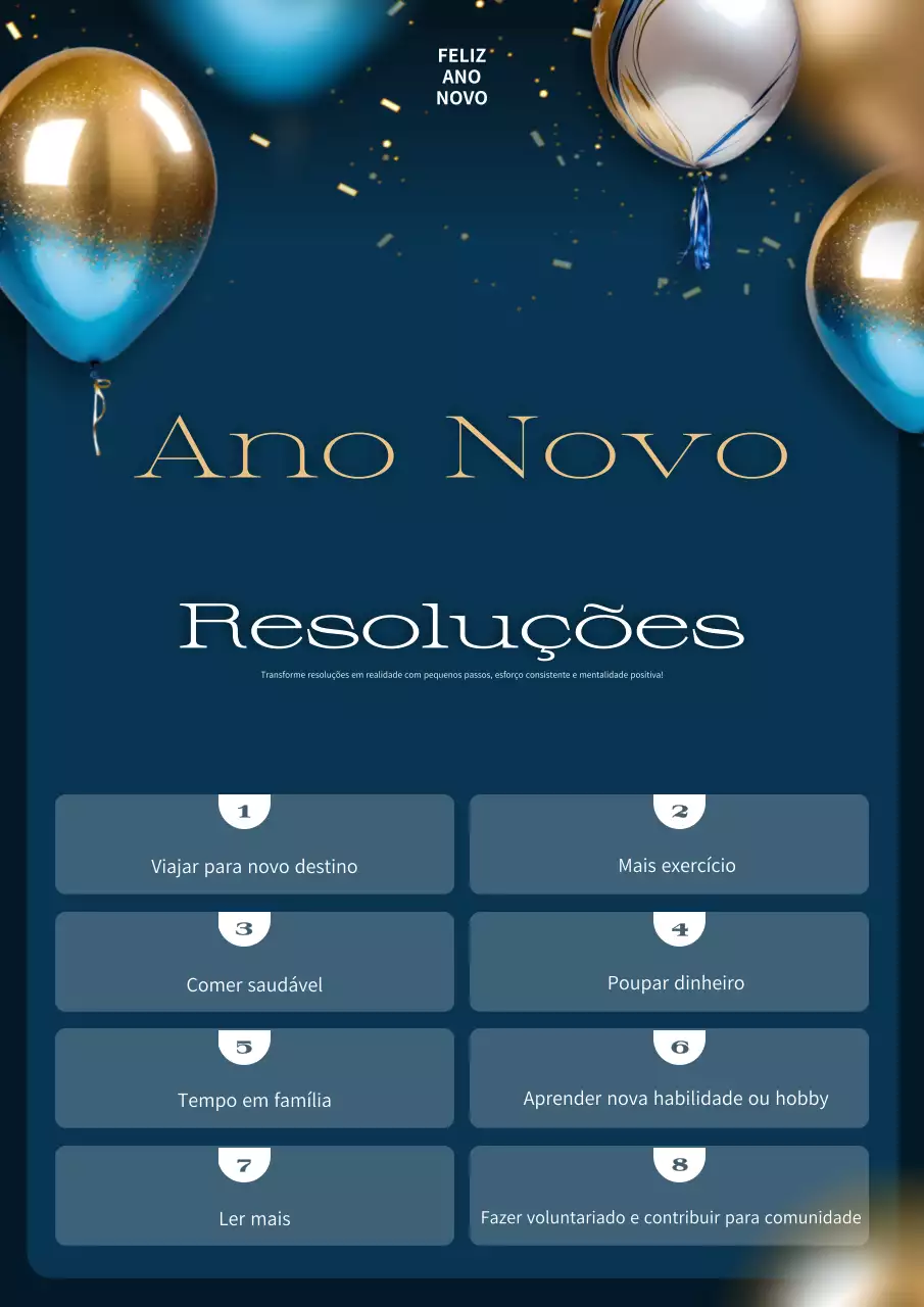 anúncio de resoluções elegante em azul marinho