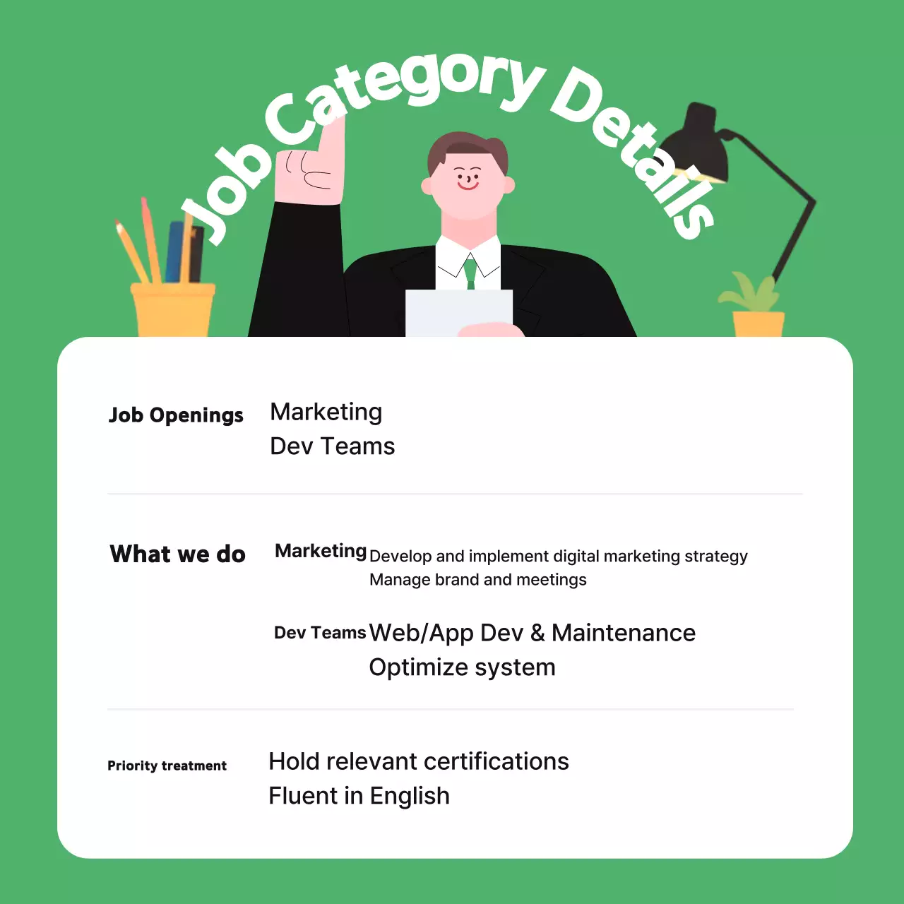 Green Simple Recruitment Announcement Instagram Carousel