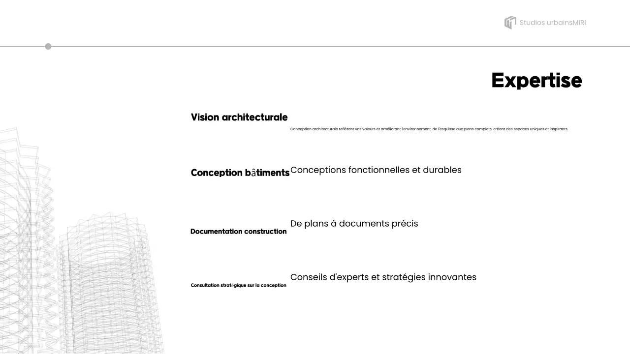 présentation du portfolio de l'architecture grise