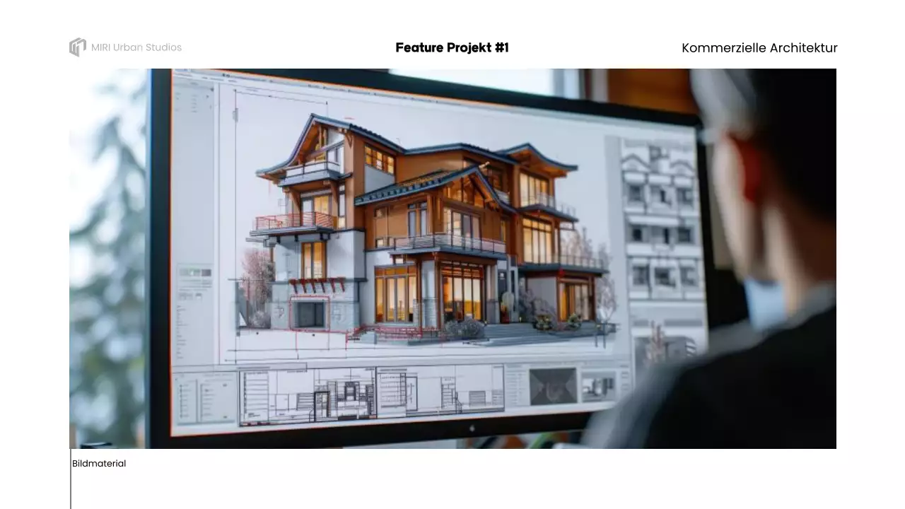 Präsentation des grauen Architekturportfolios