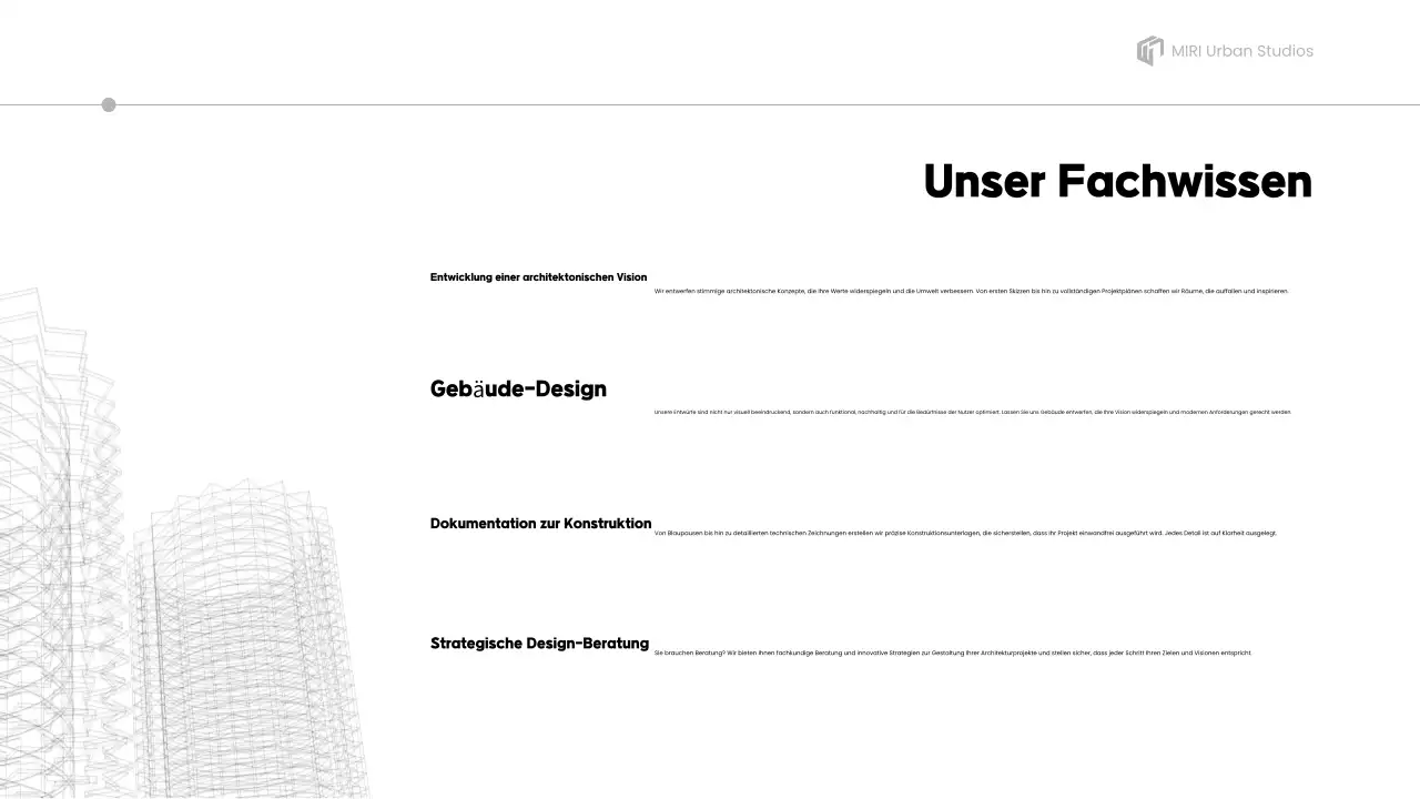 Präsentation des grauen Architekturportfolios