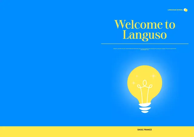 Mempromosikan sekolah bahasa asing modern dengan ilustrasi bola lampu