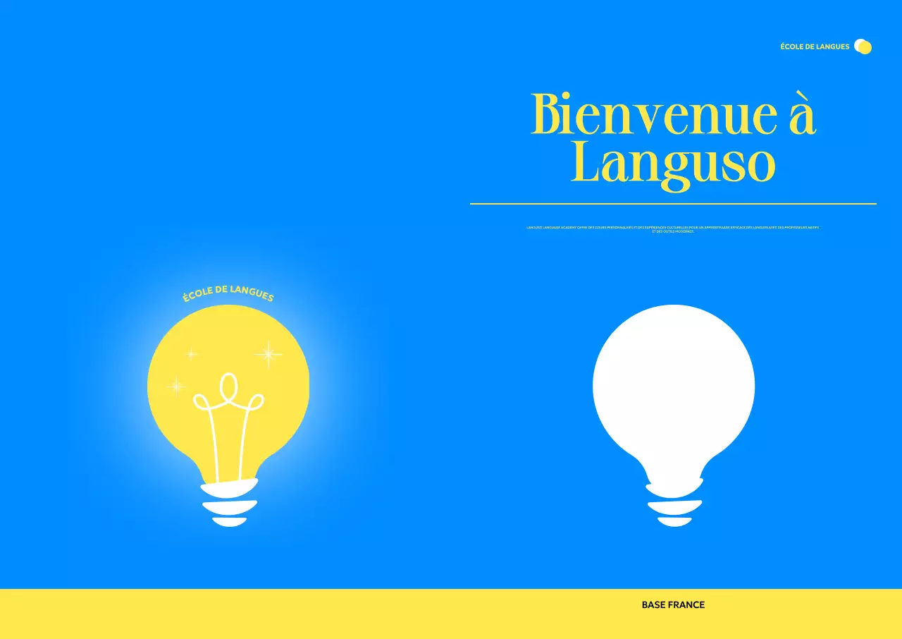 Promouvoir une école de langues étrangères modernes à l'aide d'illustrations d'ampoules électriques