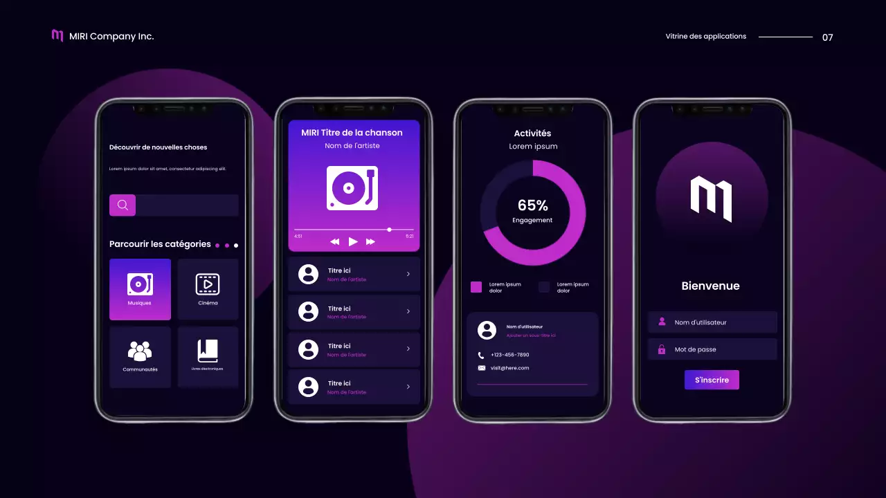 promotion multimédia mobile moderne de couleur pourpre