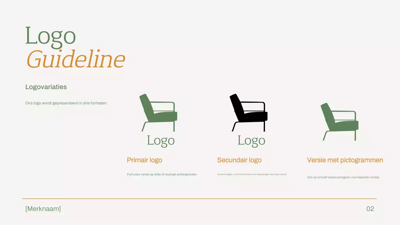 groene minimalistische merkrichtlijn voor meubels