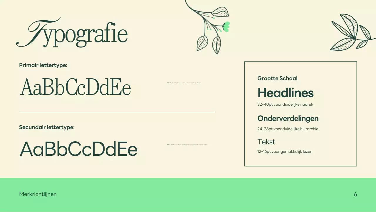 Groen Beige Natuur Minimalistische Merkrichtlijnen