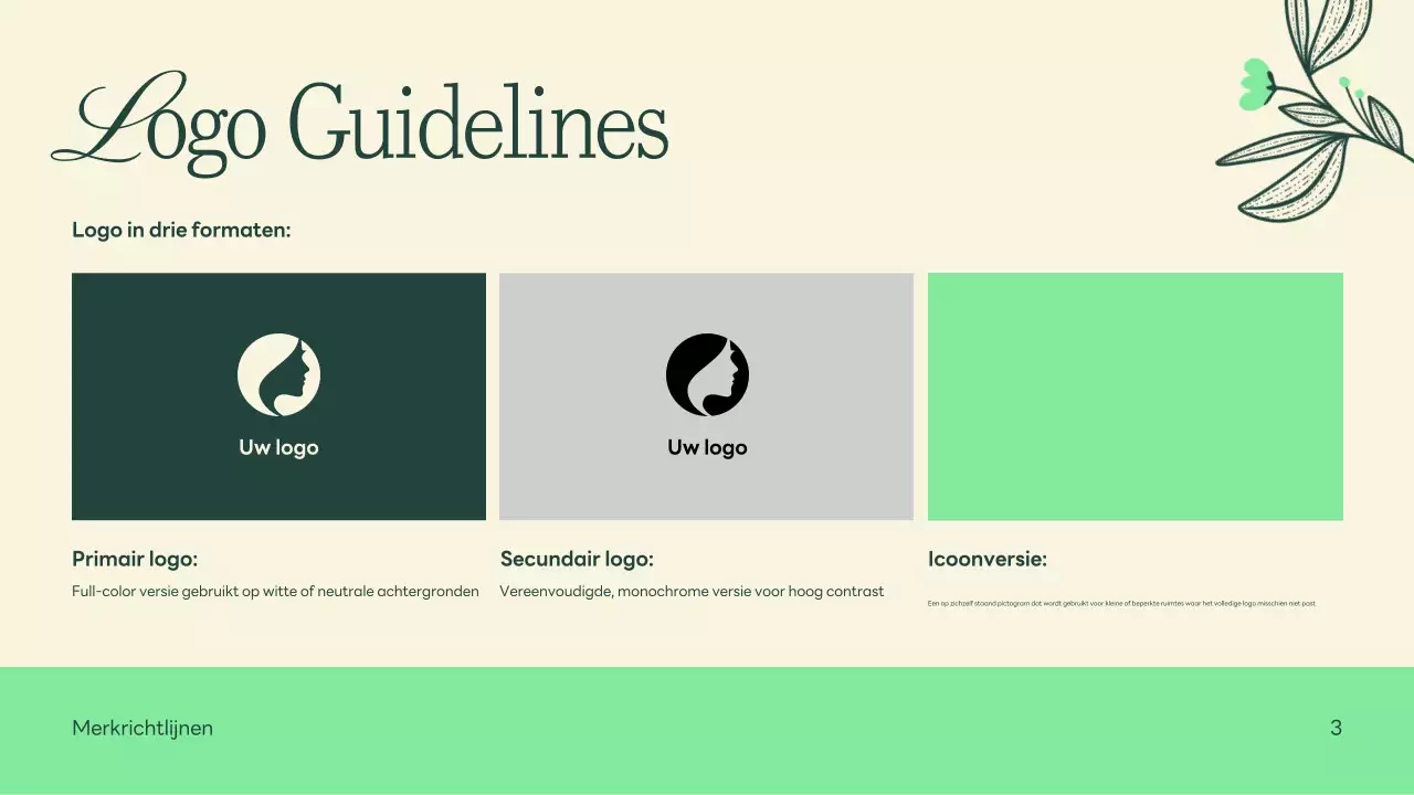 Groen Beige Natuur Minimalistische Merkrichtlijnen