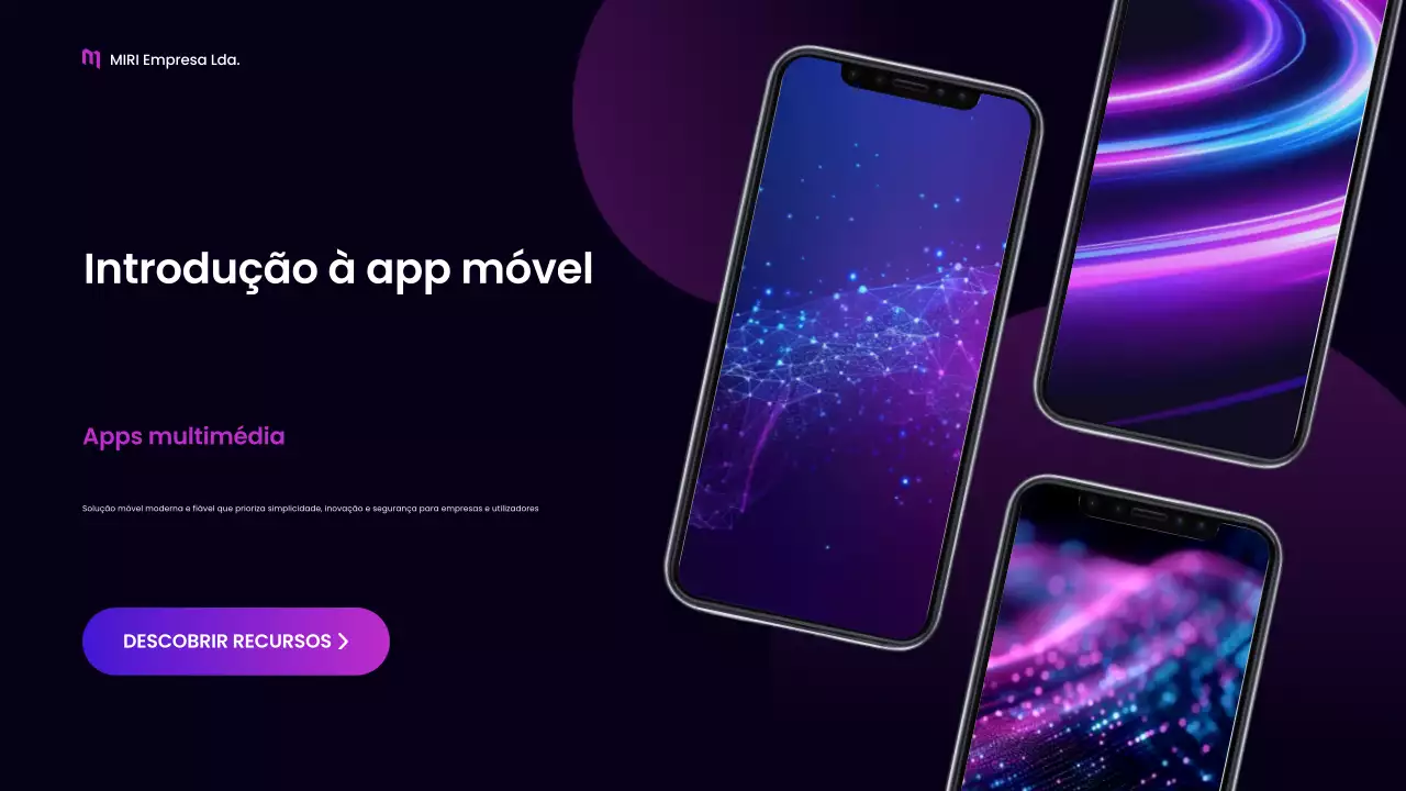 promoção multimédia móvel moderna púrpura