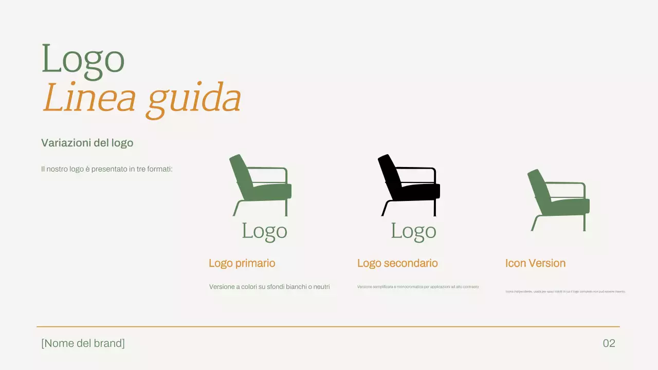 linea guida del marchio per l'arredamento minimalista verde