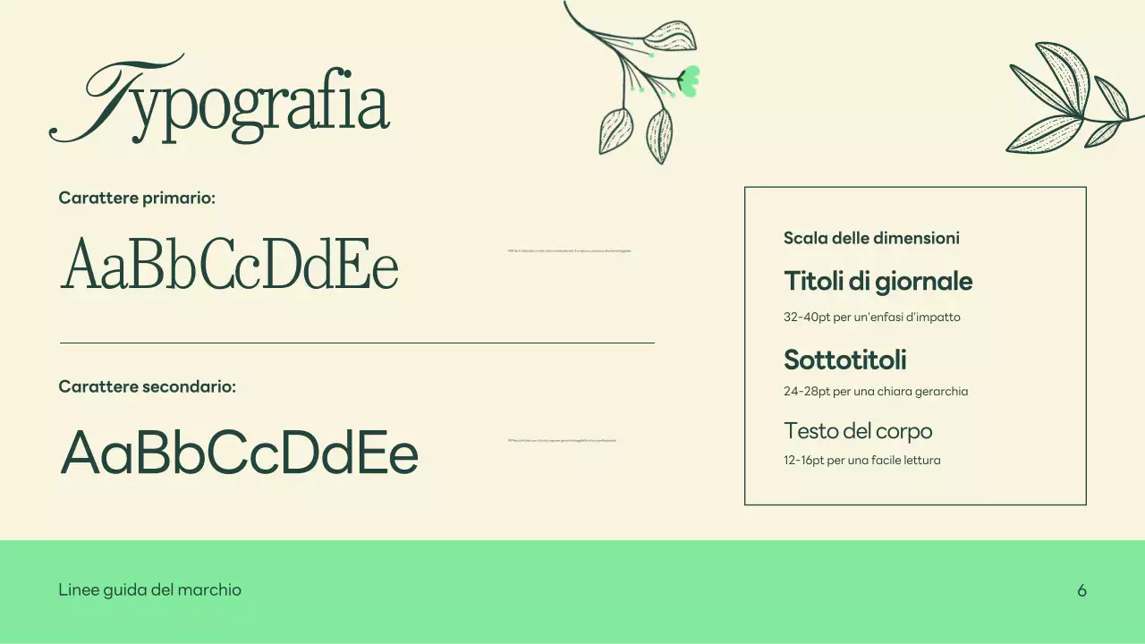 Verde Beige Natura Linee guida del marchio minimalista