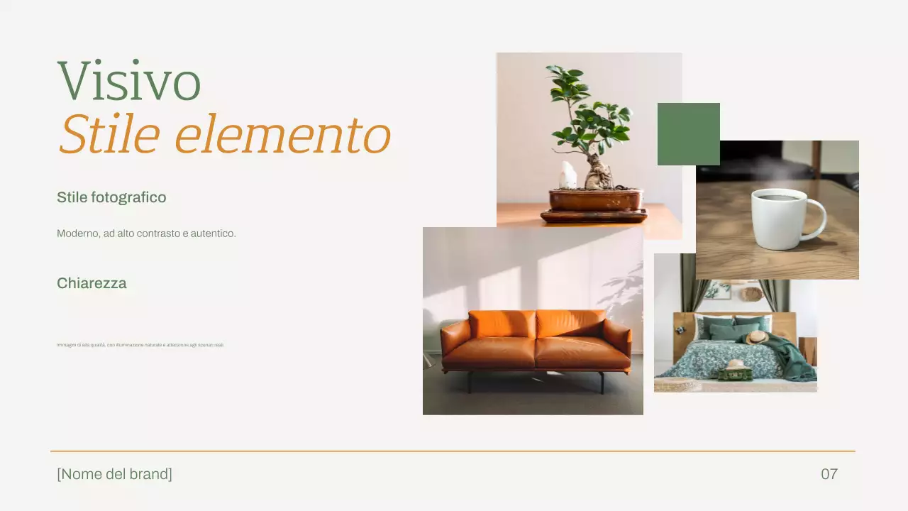 linea guida del marchio per l'arredamento minimalista verde