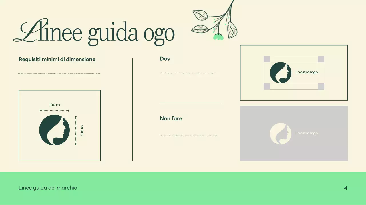 Verde Beige Natura Linee guida del marchio minimalista