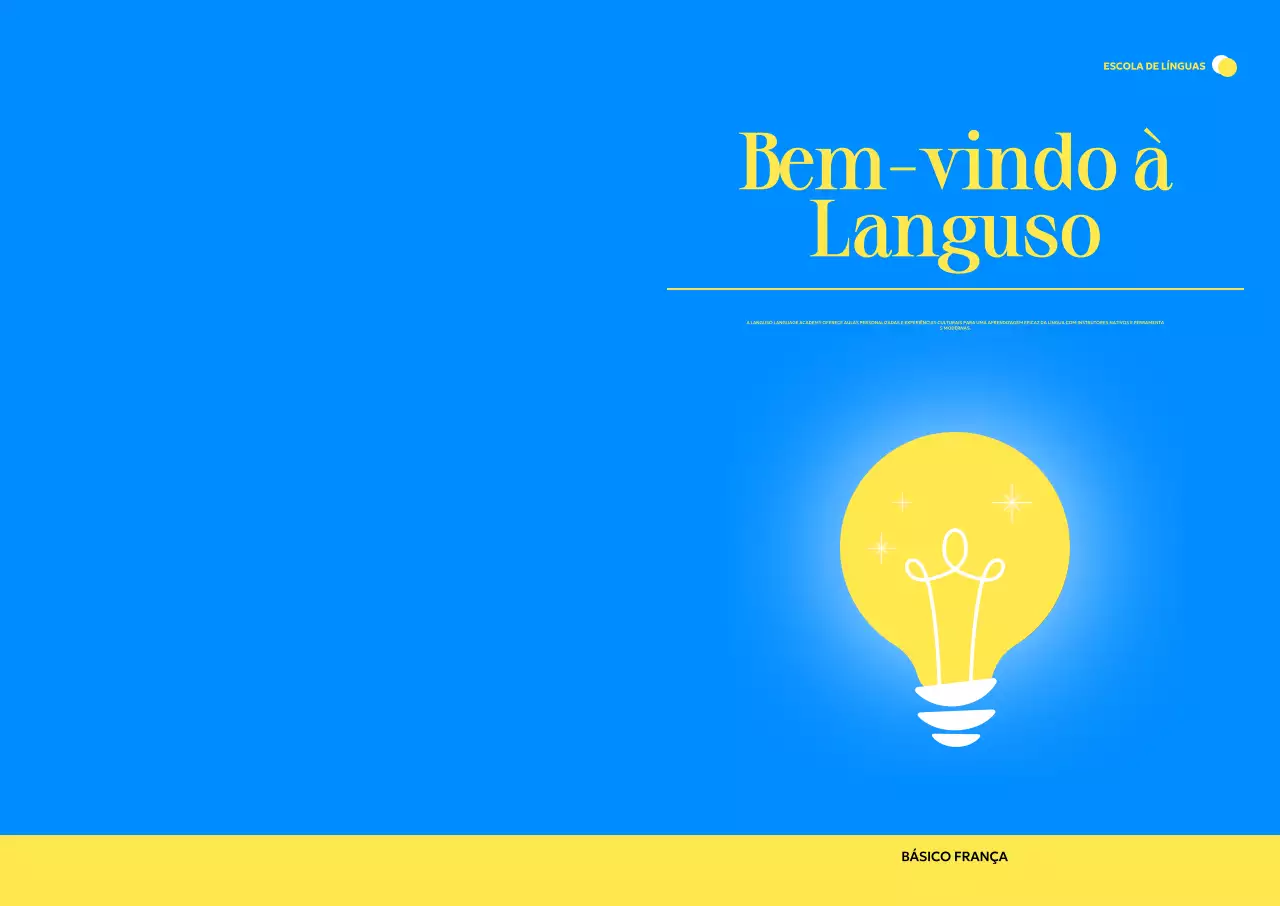 Promover uma escola de línguas estrangeiras moderna com ilustrações de lâmpadas