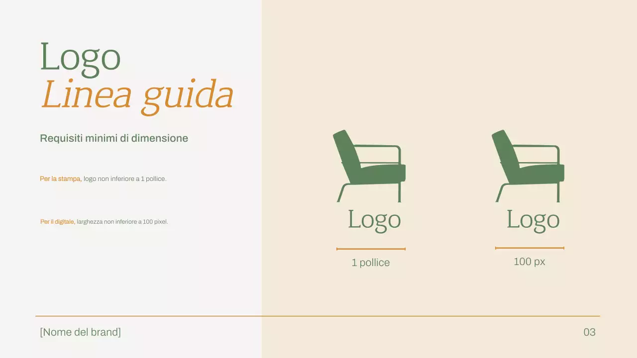 linea guida del marchio per l'arredamento minimalista verde