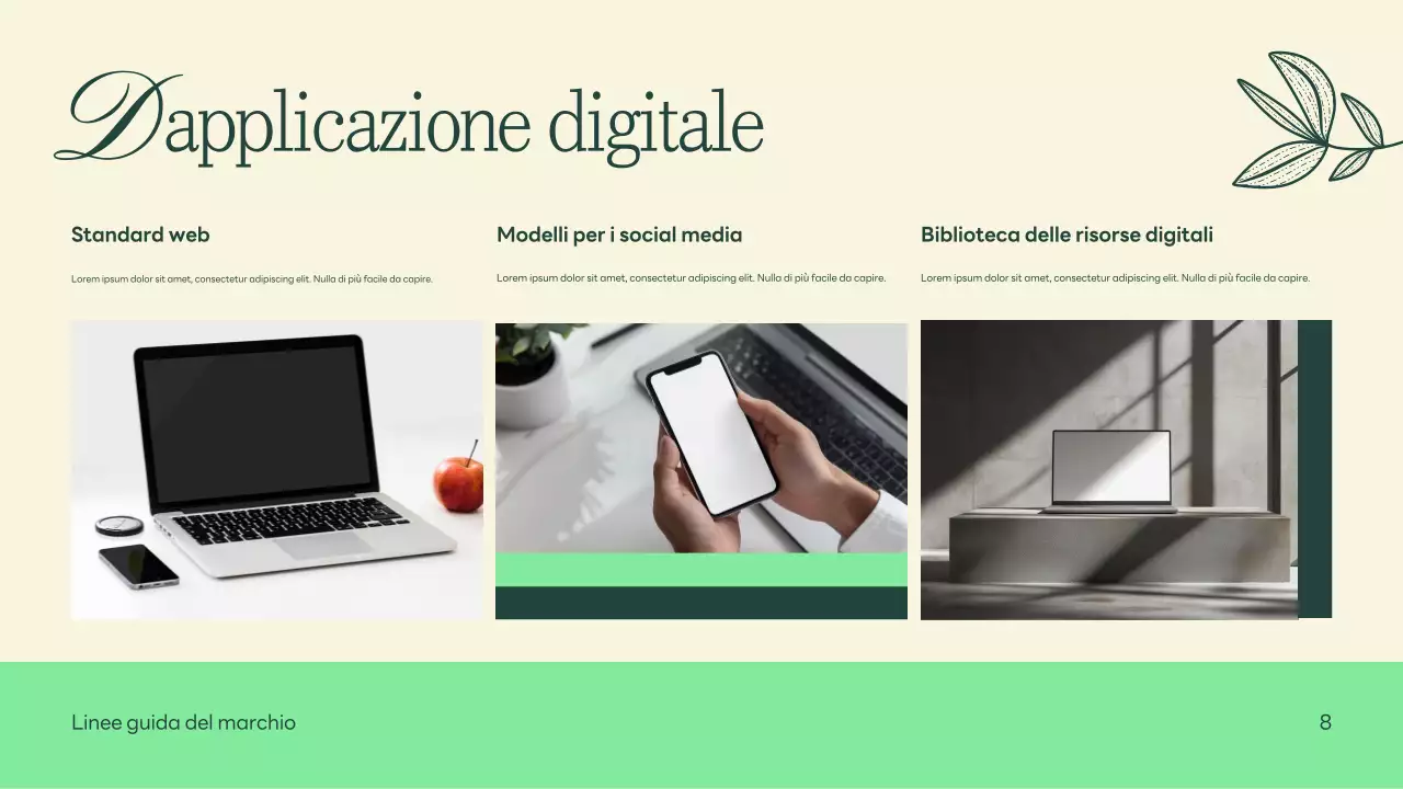 Verde Beige Natura Linee guida del marchio minimalista