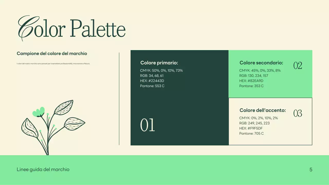 Verde Beige Natura Linee guida del marchio minimalista