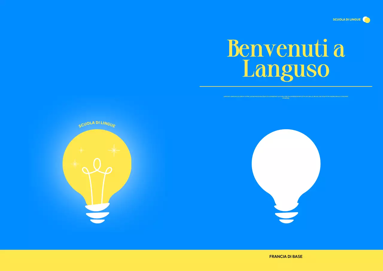 Promuovere una scuola di lingue straniere moderne con illustrazioni di lampadine