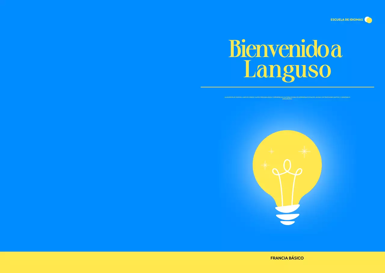 Promocionar una escuela moderna de idiomas extranjeros con ilustraciones de bombillas