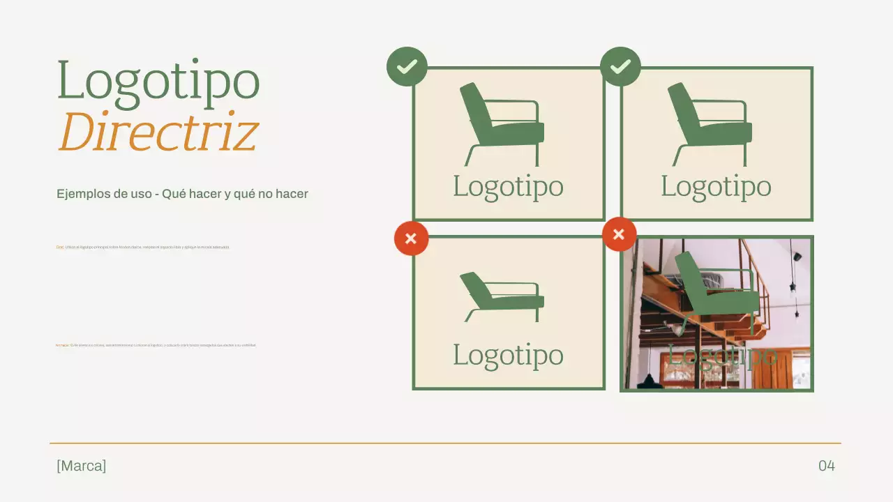 mobiliario minimalista verde directriz de marca