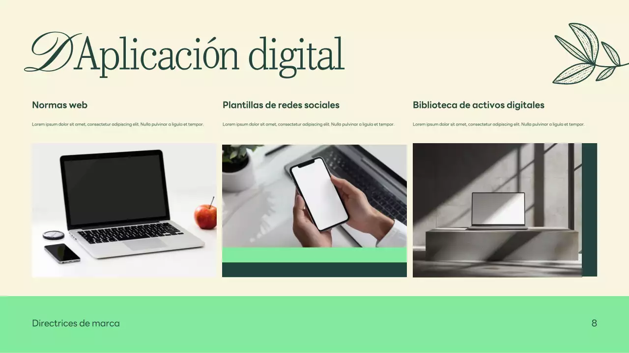 Verde Beige Naturaleza Minimalista Directrices de marca