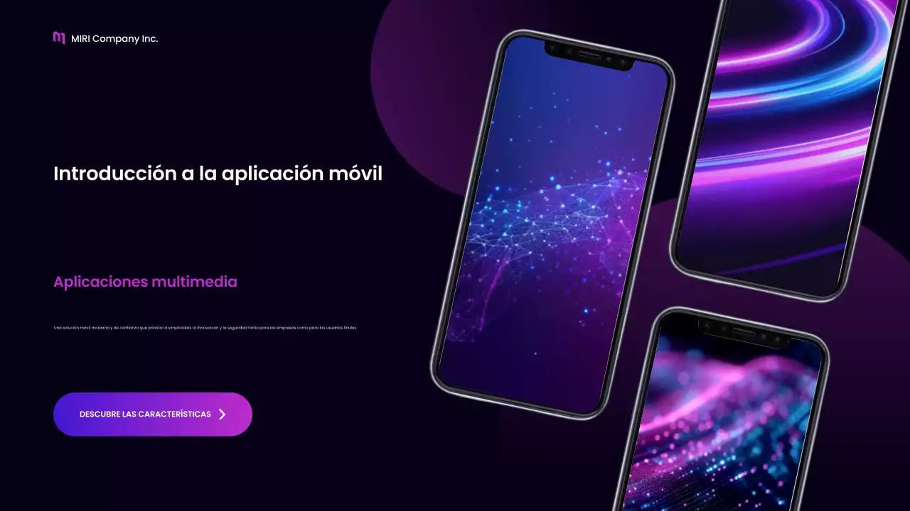 promoción multimedia móvil moderna de color púrpura