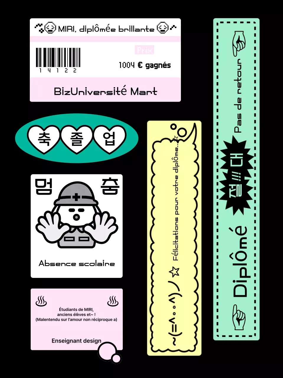 Autocollants pour la remise des diplômes à la menthe